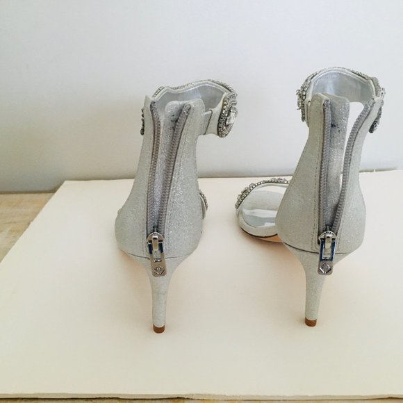 ANTONIO MELANI Sadina Silver Sand Rhinestone Prom/Homecoming Stiletto Sz 8.5 - Picture 3 of 5